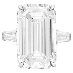 TYPE 2A GIA Certified 7 Carat Emerald Cut Diamond Platinum Ring 