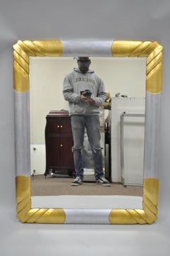 Gold and Silver Leaf Hollywood Regency Art Deco Style Wall Mirror by Turner