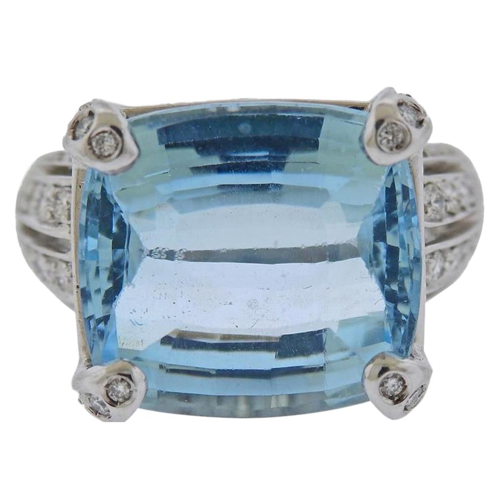 Gold 15 Carat Aquamarine Diamond Ring