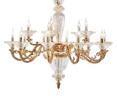 Lustre à 15 éclairages en or