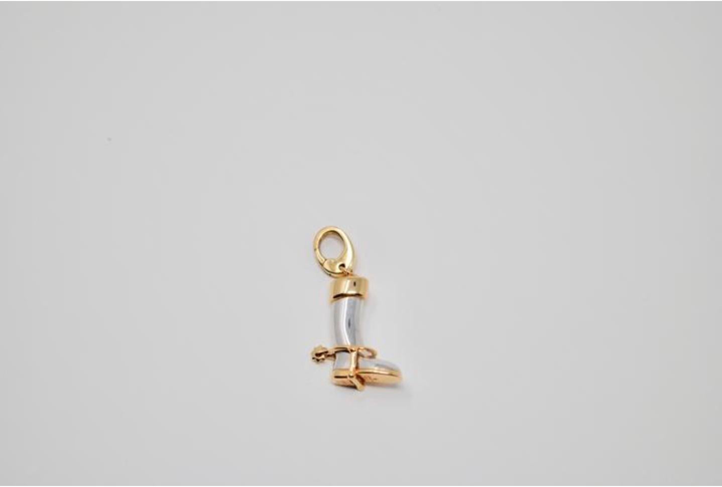 Gold 18 Karat Yellow and White Boot Charm In Excellent Condition For Sale In Saint Charles, IL