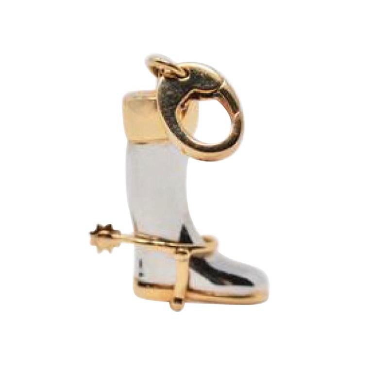 Gold 18 Karat Yellow and White Boot Charm For Sale