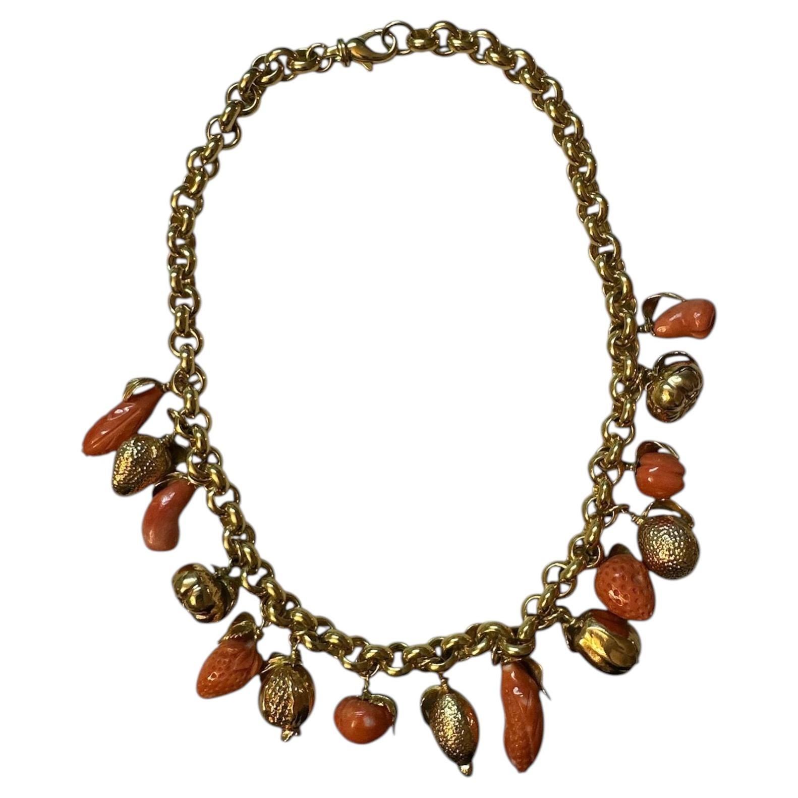 Gold 18 Kt Fruit Coral Necklace - Micheletto