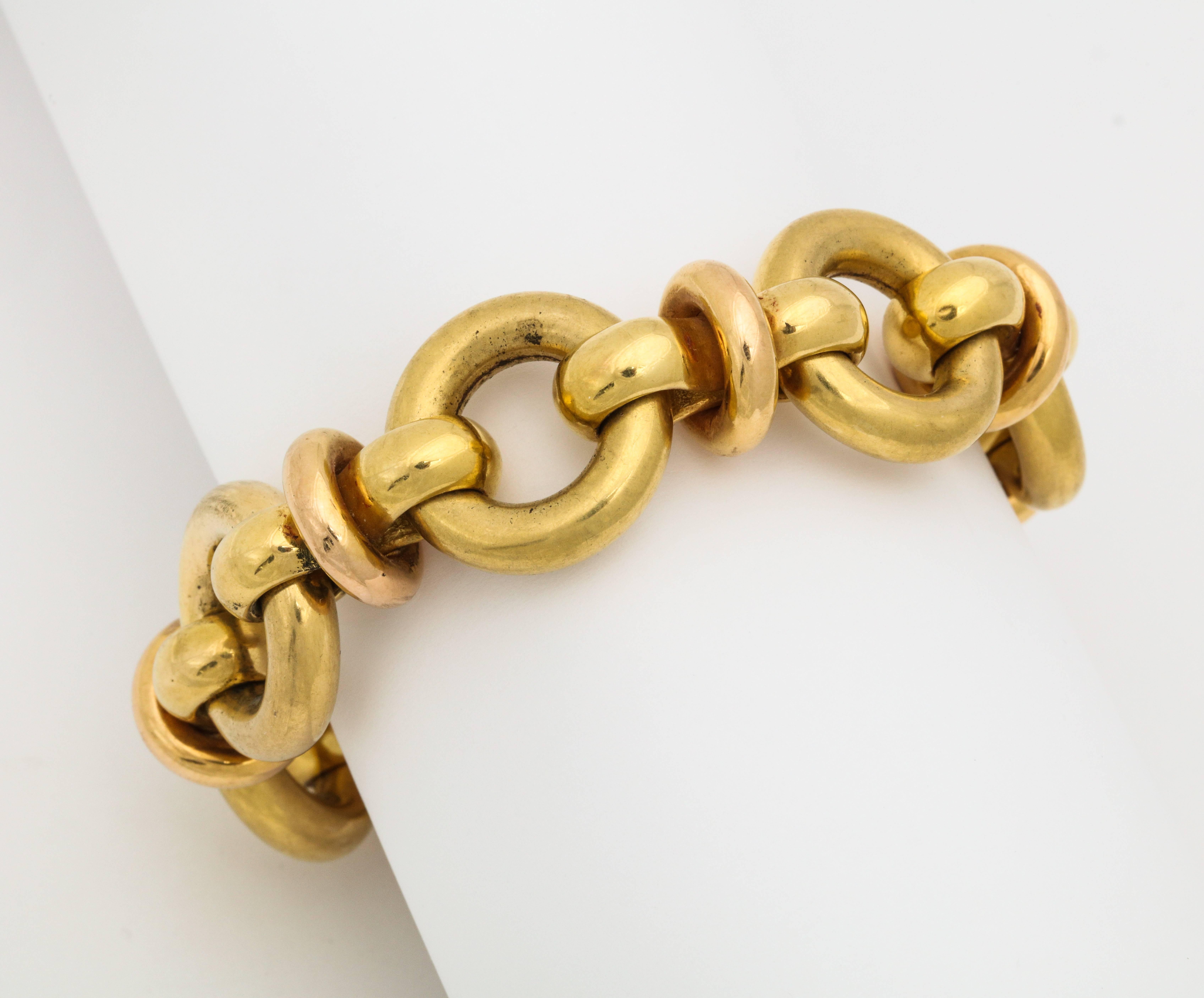 A stunning Design  Retro 18K  gold  Italian open link bracelet with an invisible clasp   This is a strong design and has great presence.