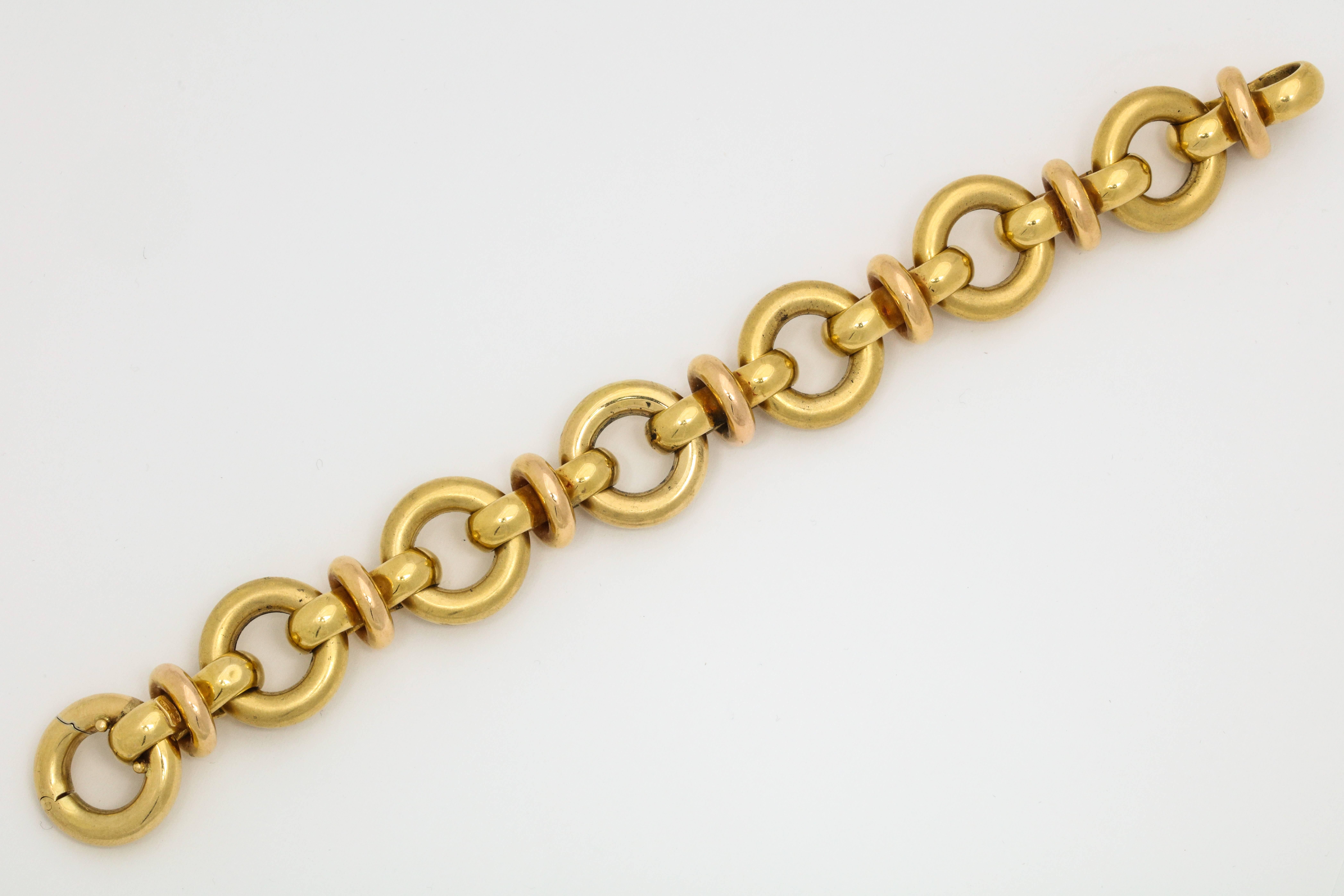 Retro 18K Gold  Open Link Bracelet  In Excellent Condition In New York, NY