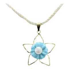 Retro Gold 18 Kt Stone Star Pendant