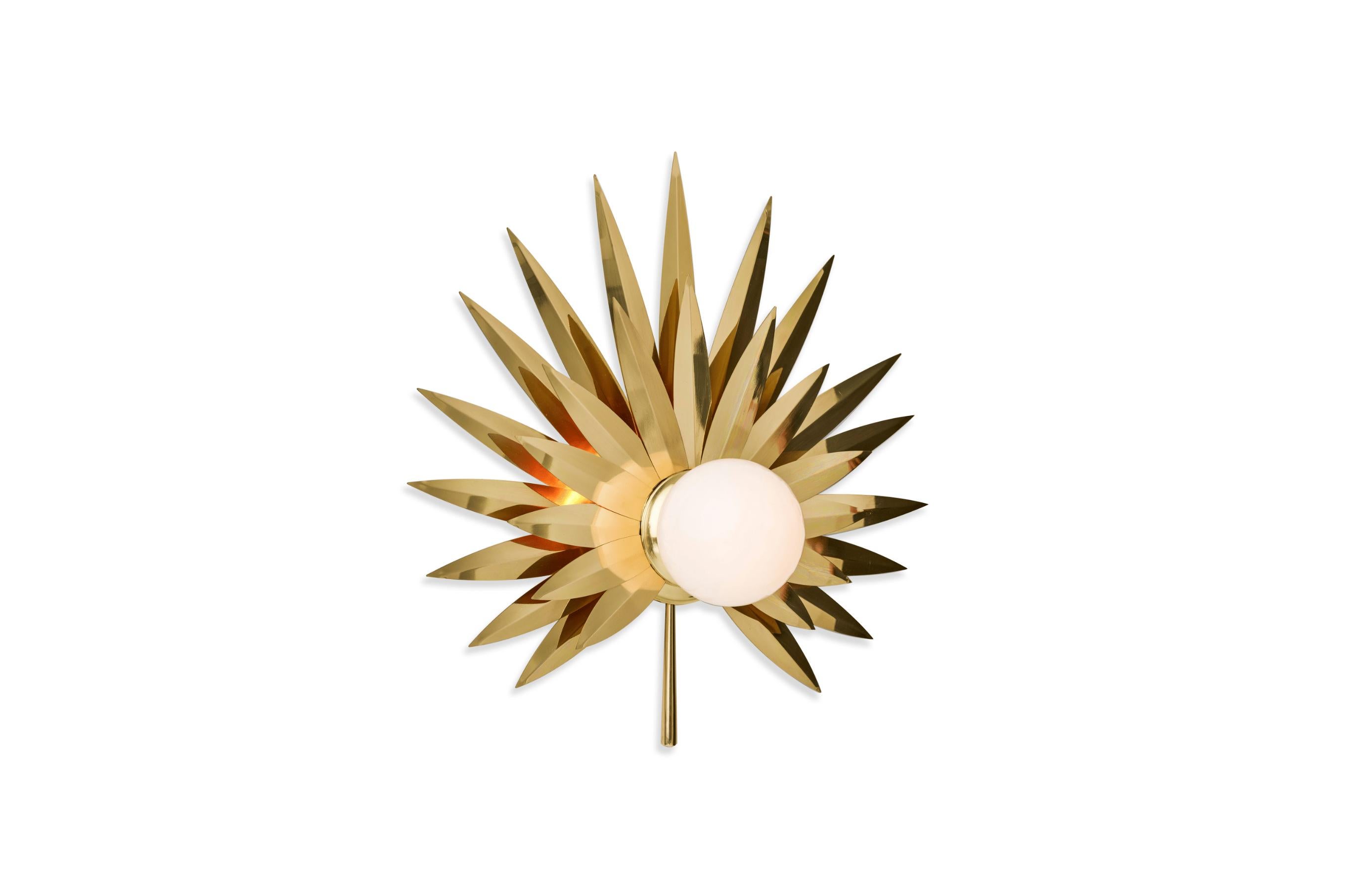 Turkish Gold 21st Century Brass Hand-Crafted Palm Sconce Wall Light For Sale