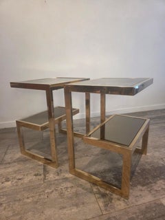 Gold 23 Karat G Side Tables Belgo Chrome, Mid Century Modern