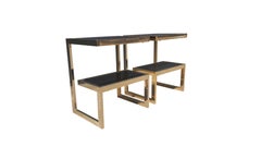 Gold 23-Karat G- Side Tables Maison Jansen, Mid-Century Modern