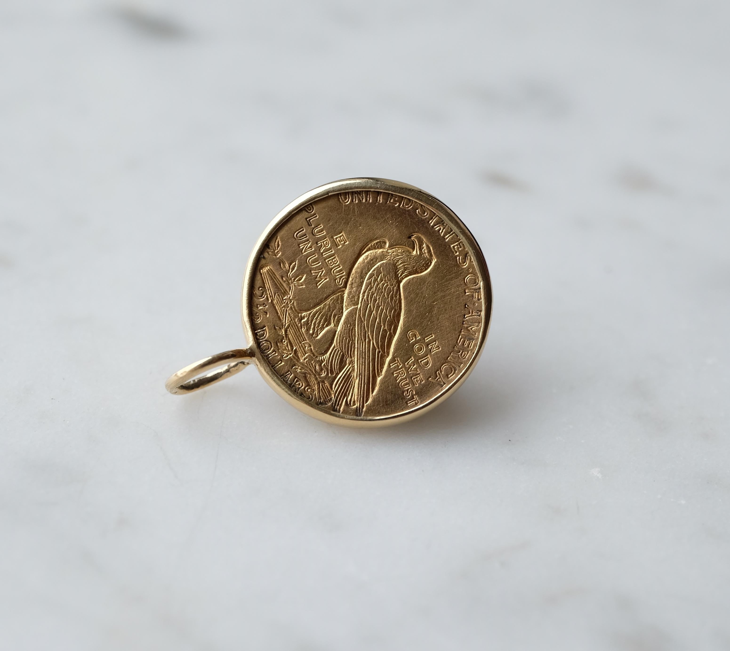 Gold 2.5 Indian Head dollar Set in 18k Gold (mint 1929) For Sale 1