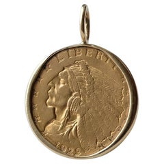 Antique Gold 2.5 Indian Head dollar Set in 18k Gold (mint 1929)