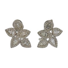 Gold 3 Carat Diamond Cluster Earrings