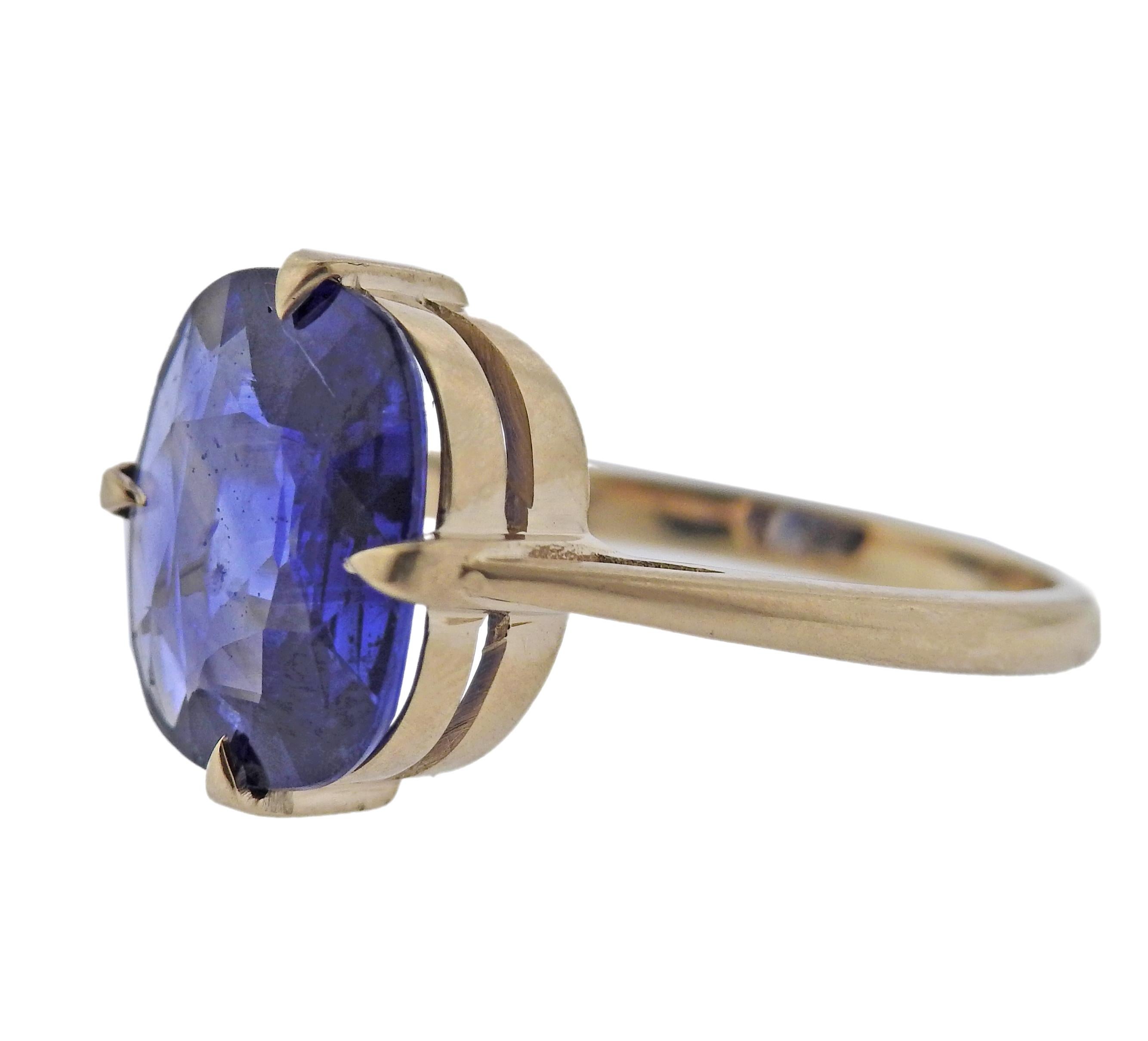 Oval Cut Gold 3.59ct Sapphire Ring For Sale