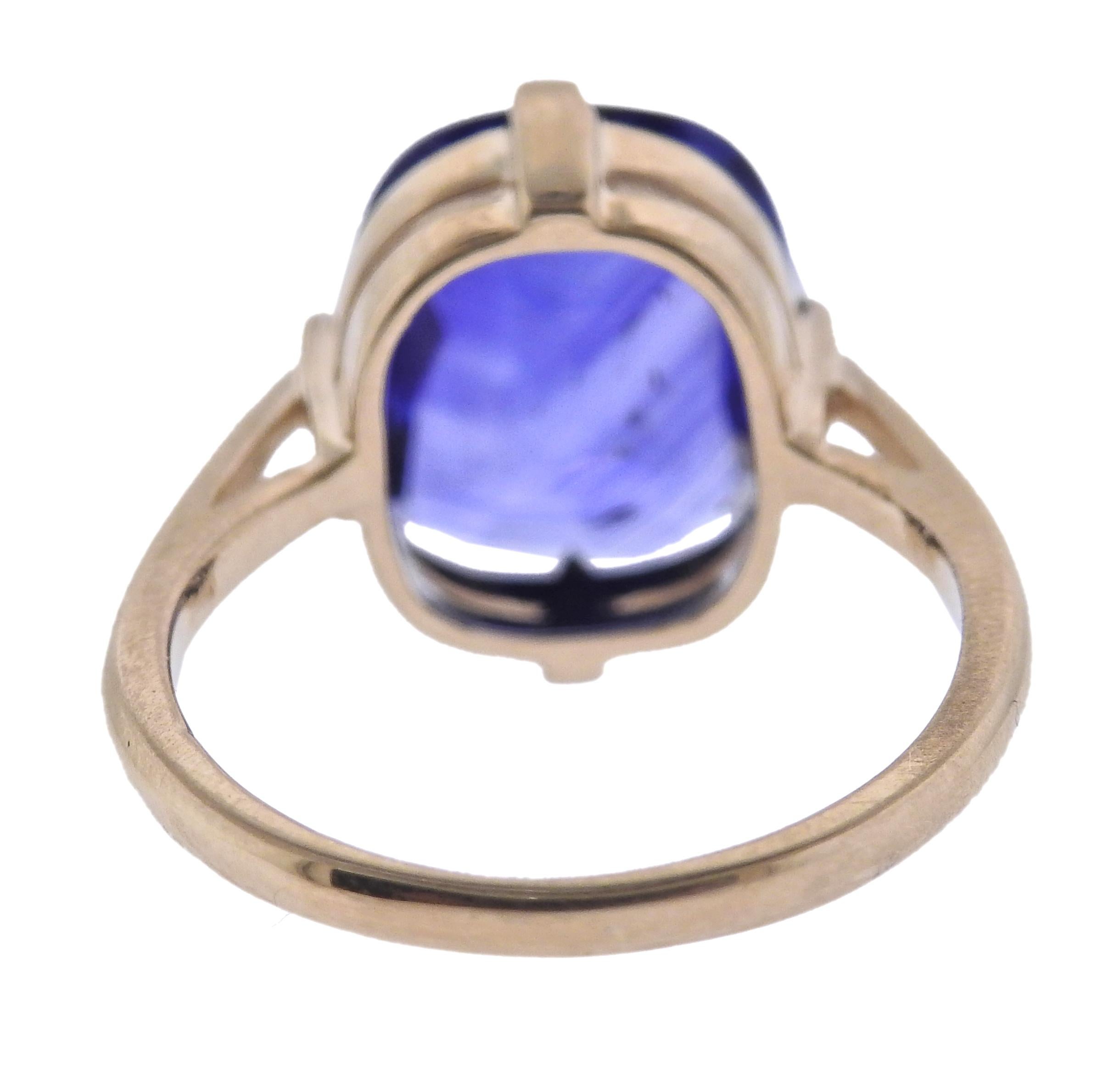 Gold 3.59ct Sapphire Ring In Excellent Condition For Sale In New York, NY