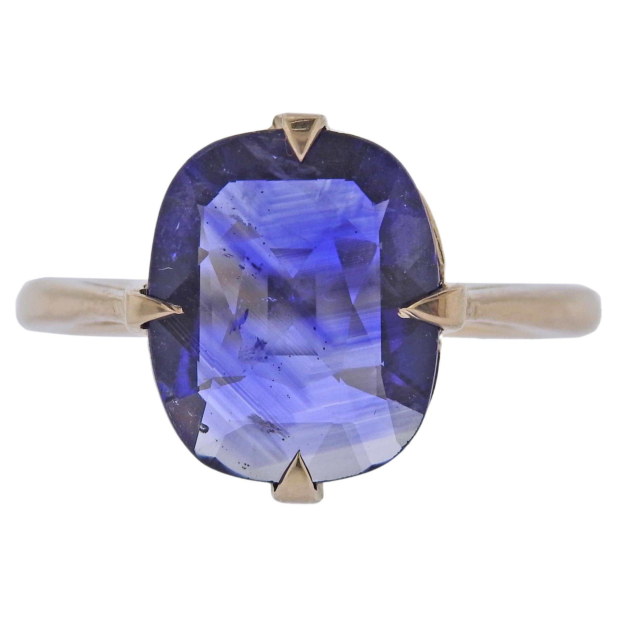 Gold 3.59ct Sapphire Ring For Sale