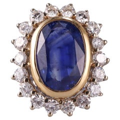 Vintage Gold 4.70ct Sapphire Diamond Ring