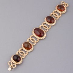 Gold 8 Carats Diamonds and Amber Vintage Bracelet