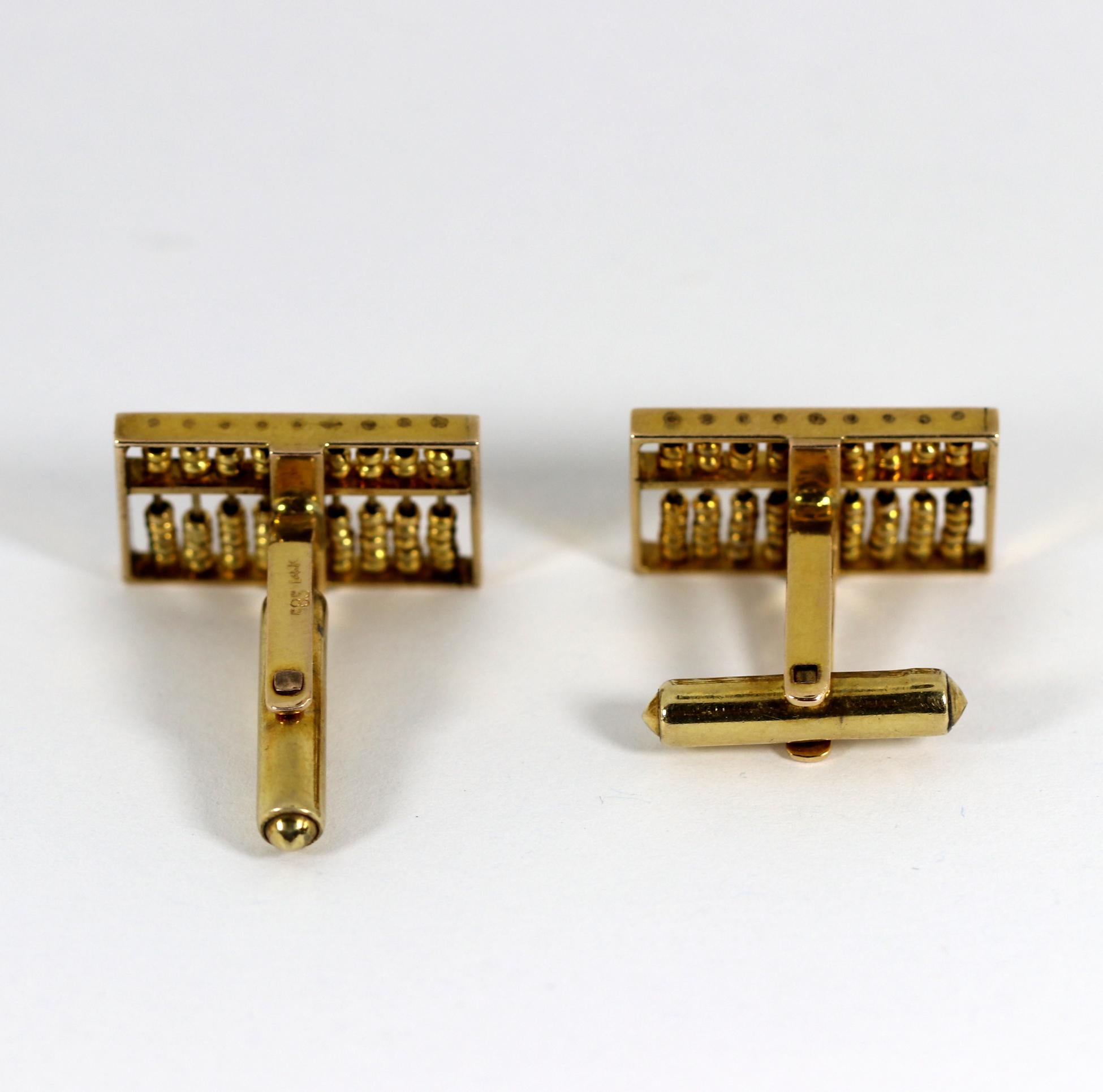Gold Abacus Cufflinks In Good Condition In Palm Beach, FL