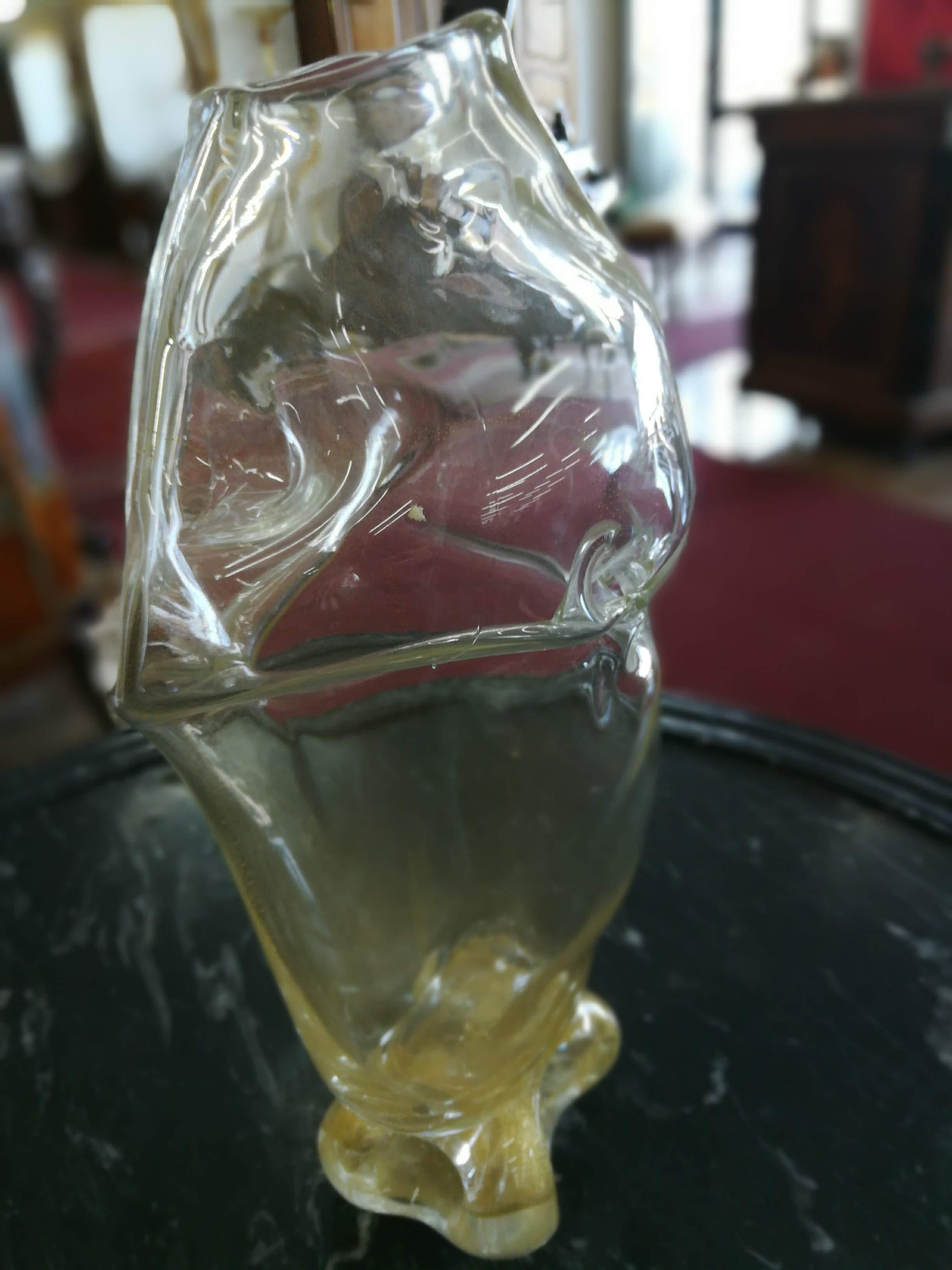 Gold Abstract Blown Glass Sculpture In Excellent Condition For Sale In BORGO VENETO, IT