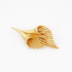 Gold Abstract Spray Bouquet Brooch By Coro, 1960s