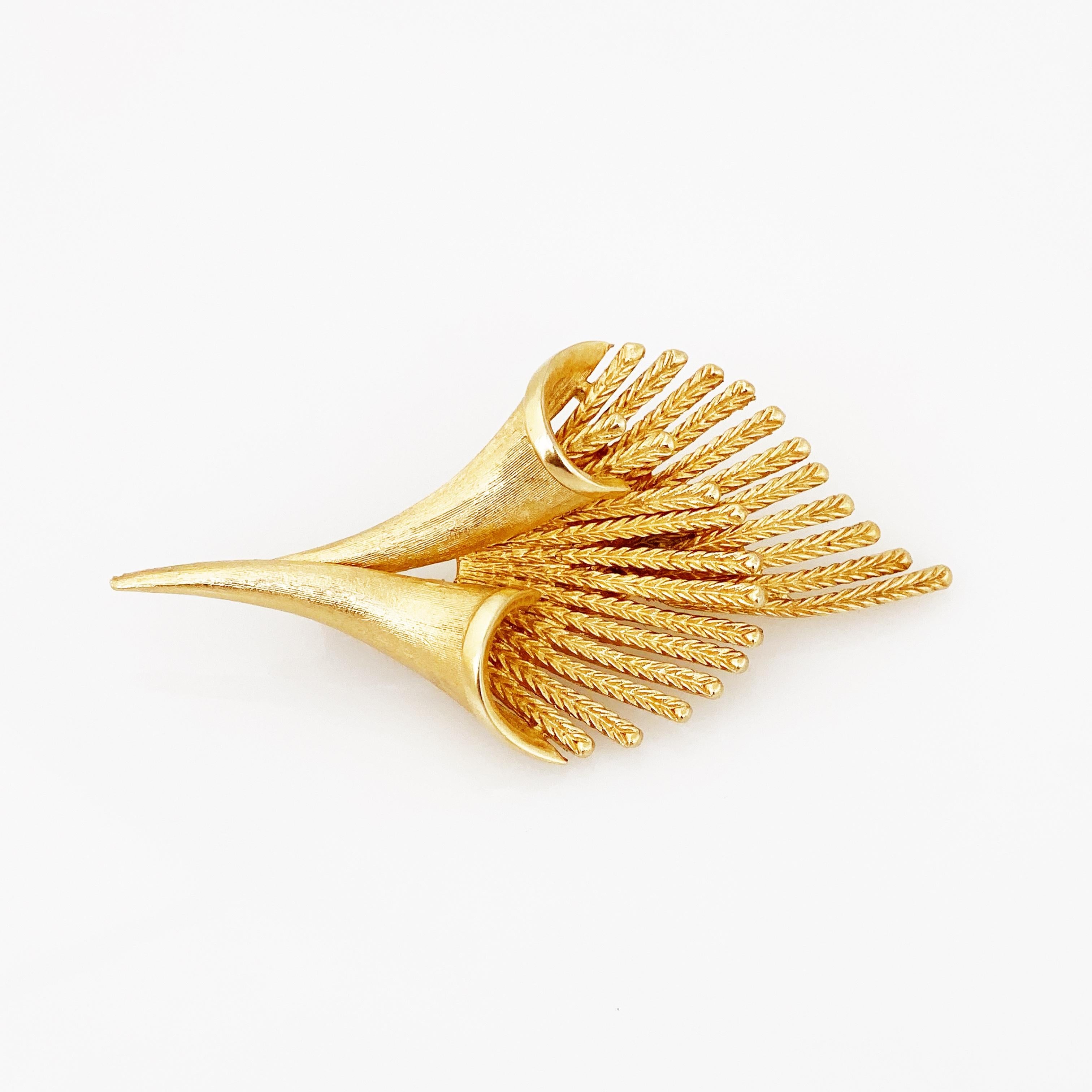 Modern Gold Abstract Spray Bouquet Brooch By Coro, 1960s