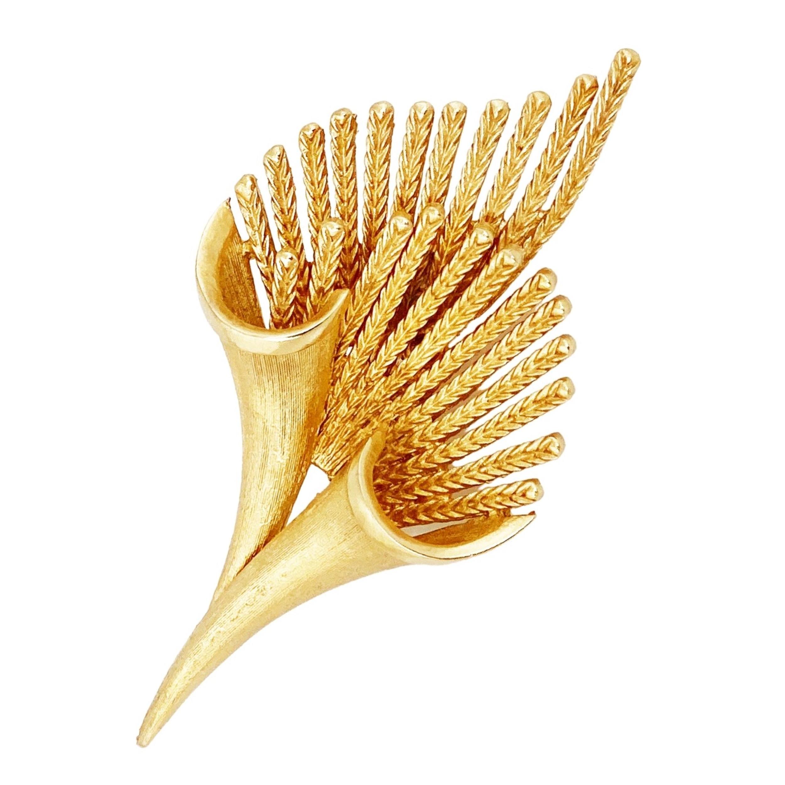 Gold Abstract Spray Bouquet Brooch By Coro, 1960s