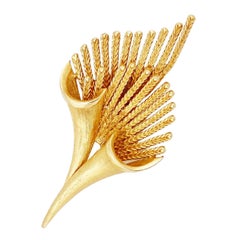 Vintage Gold Abstract Spray Bouquet Brooch By Coro, 1960s