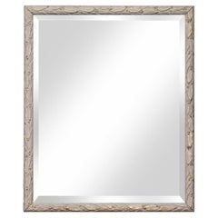 Gold Accented Greige Carved Italian Framed Beveled Mirror