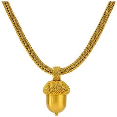 Gold Acorn 22 Karat Gold Pendant