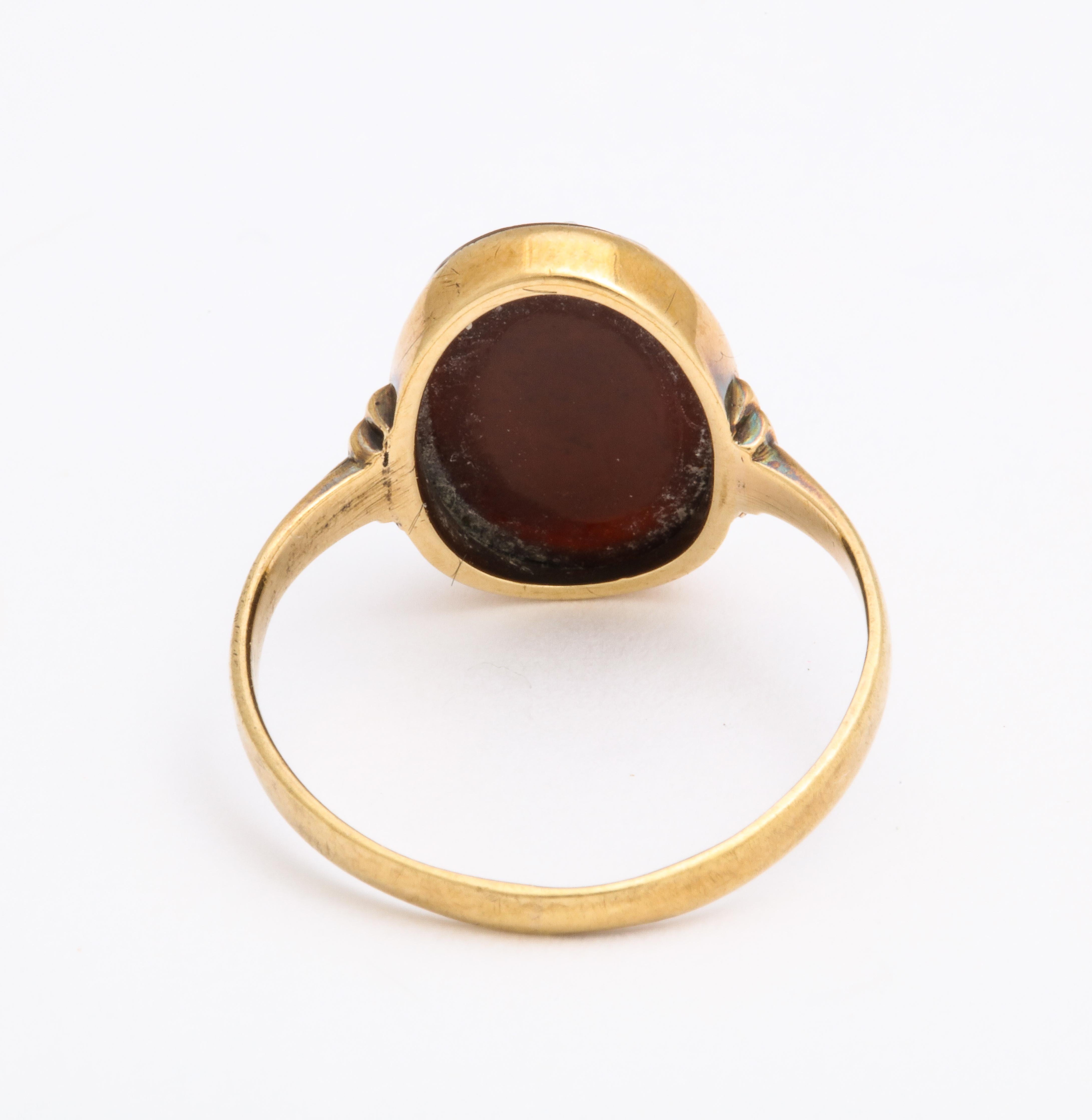 Women's or Men's Gold Agate Cameo Ring, circa 1850