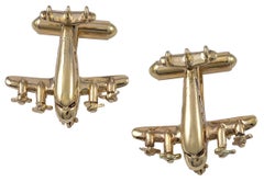 Gold Airplane Cufflinks