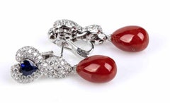 Gold, Aka Coral, Sapphires and Earrings