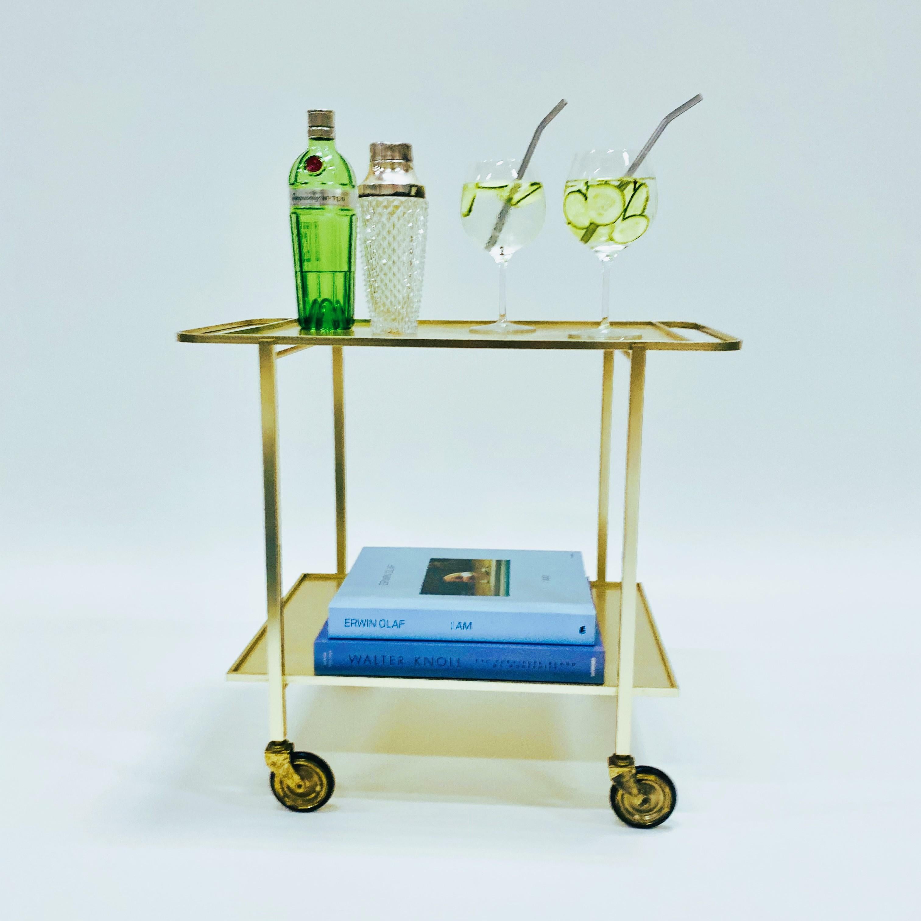 Gold Aluminum Bar Trolley by Werkenswurf Sihlmetall, Zwitserland, 1970s For Sale 4