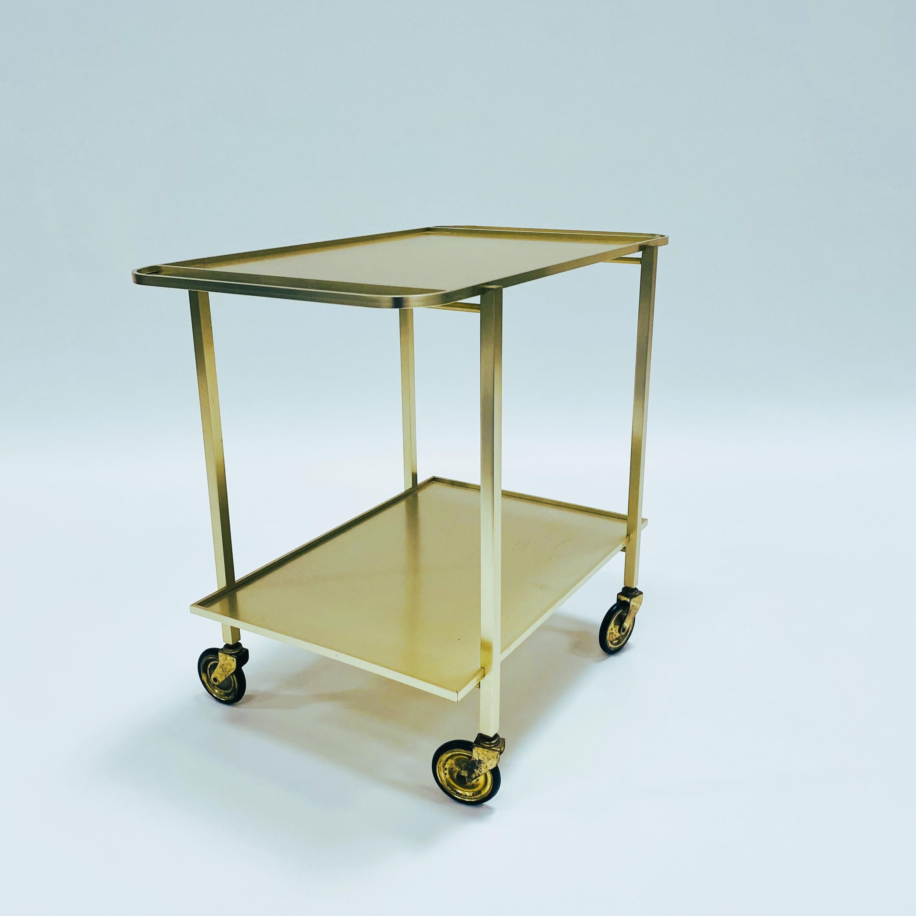 Swiss Gold Aluminum Bar Trolley by Werkenswurf Sihlmetall, Zwitserland, 1970s For Sale