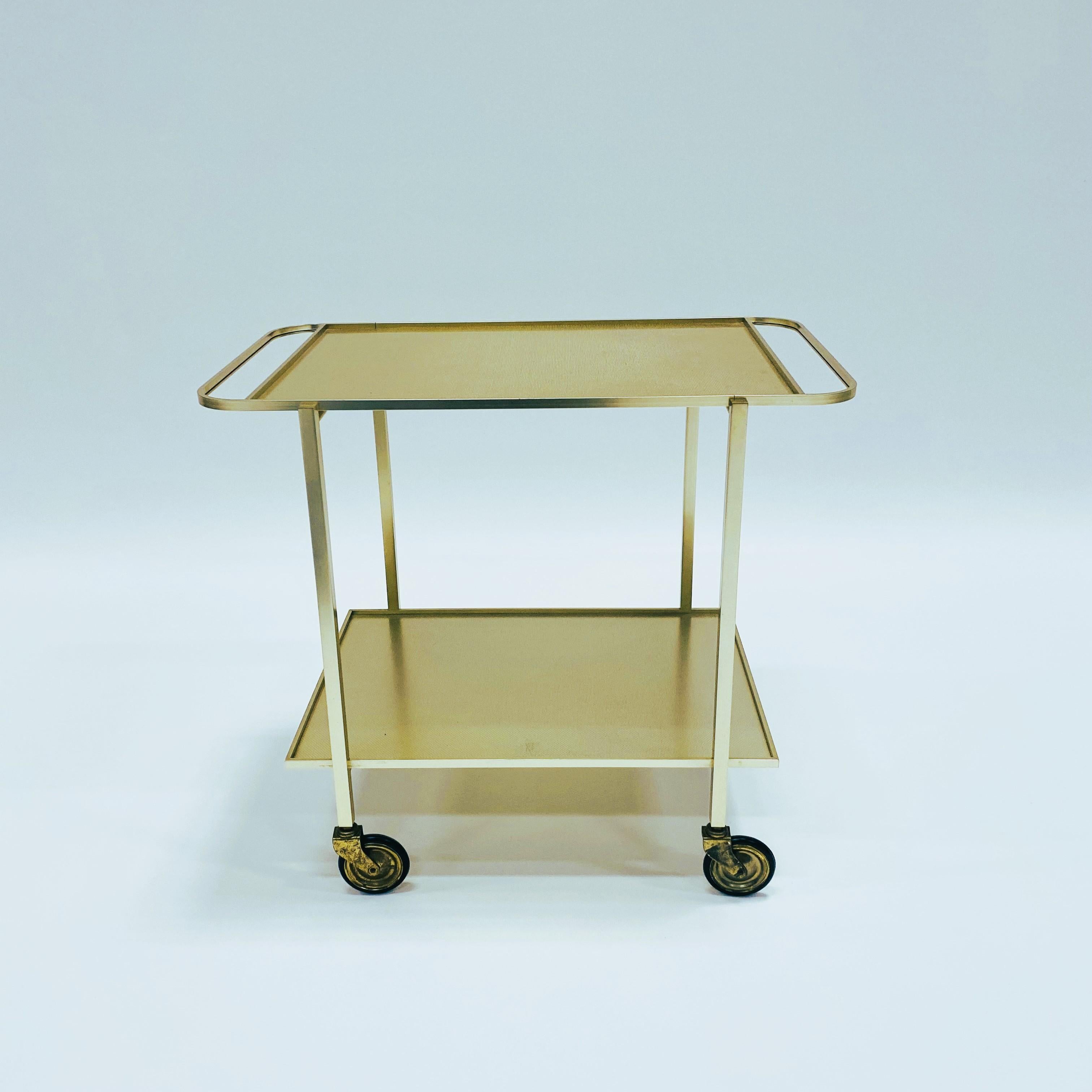 Gold Aluminum Bar Trolley by Werkenswurf Sihlmetall, Zwitserland, 1970s In Good Condition For Sale In DE MEERN, NL
