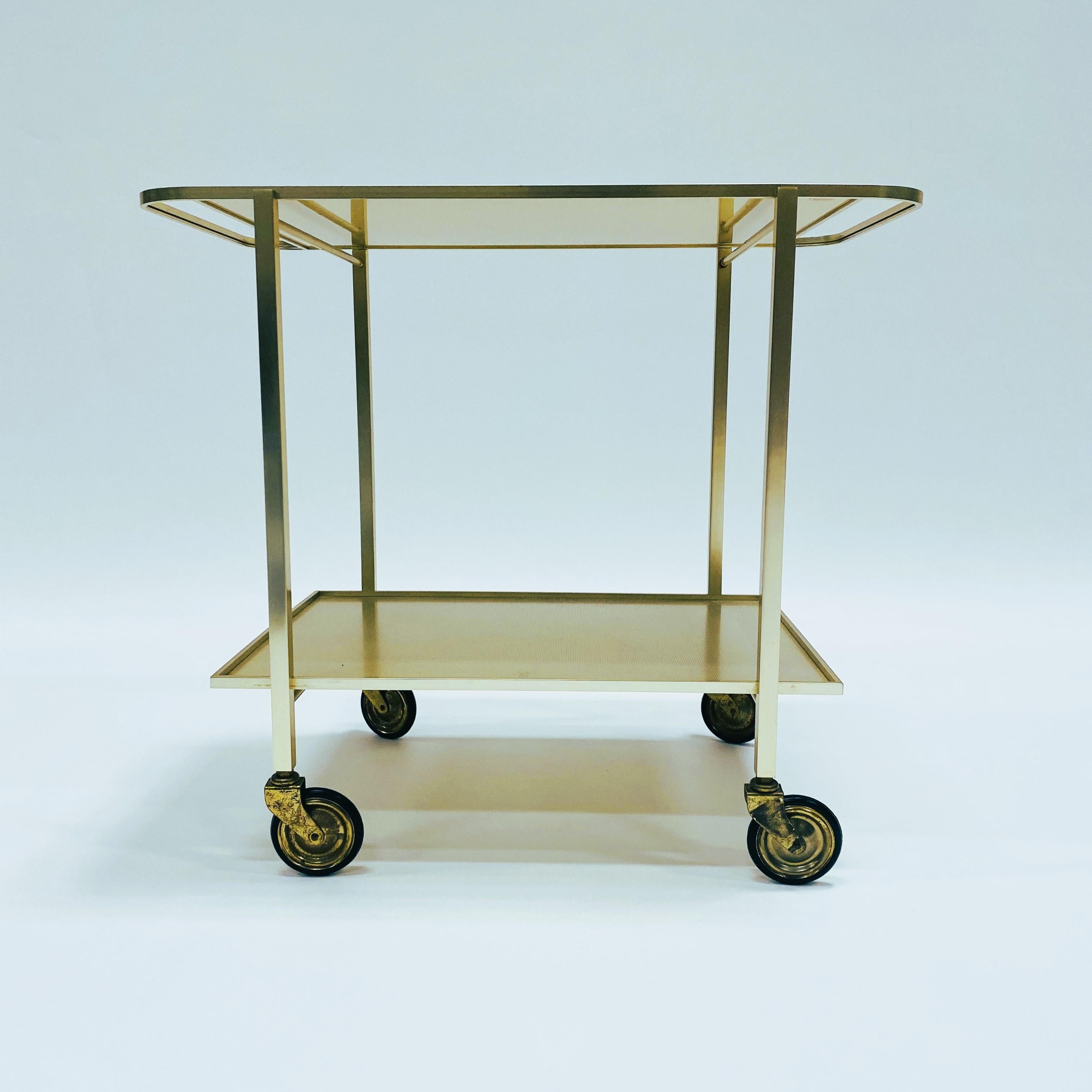Gold Aluminum Bar Trolley by Werkenswurf Sihlmetall, Zwitserland, 1970s For Sale 1