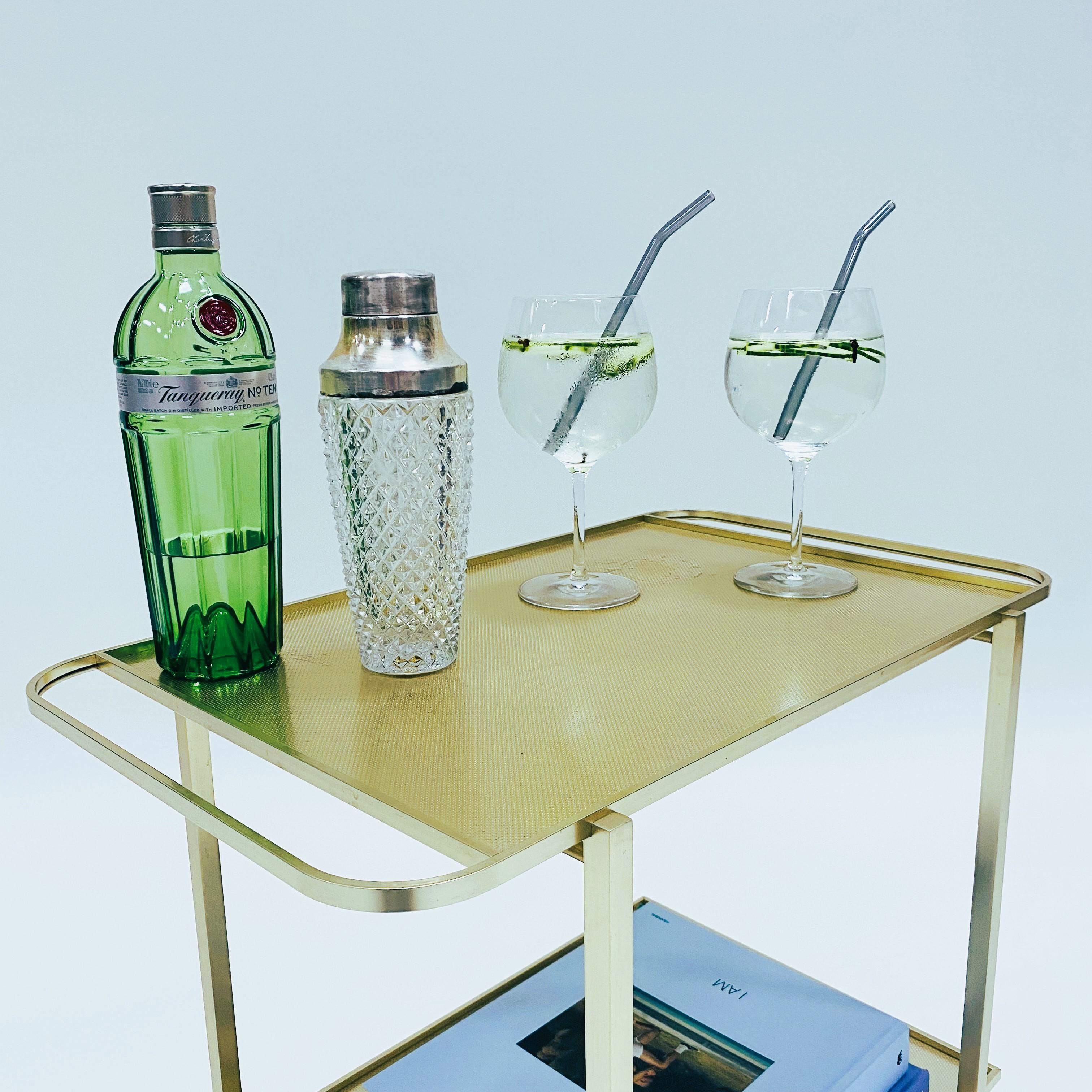Gold Aluminum Bar Trolley by Werkenswurf Sihlmetall, Zwitserland, 1970s For Sale 2