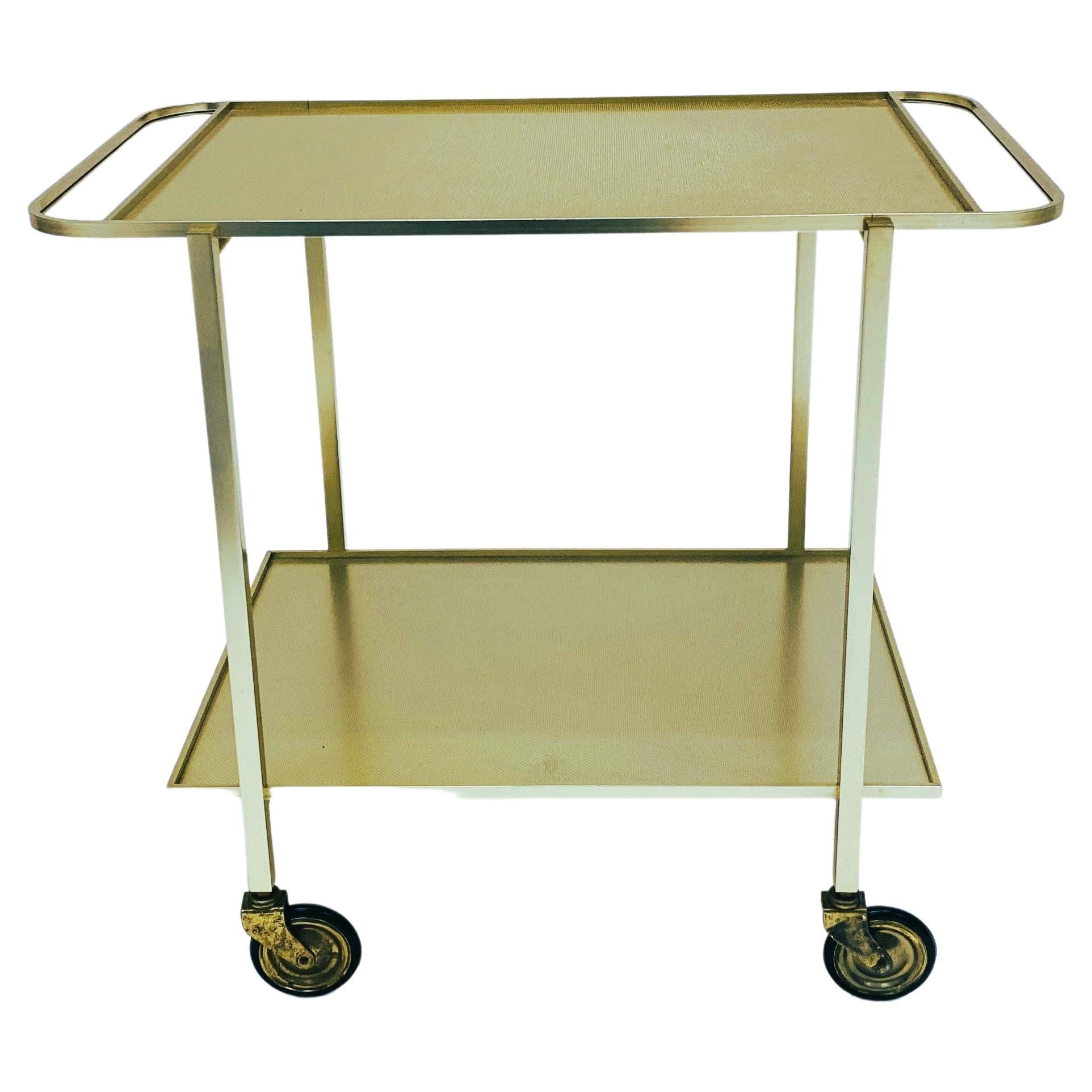 Gold Aluminum Bar Trolley by Werkenswurf Sihlmetall, Zwitserland, 1970s For Sale
