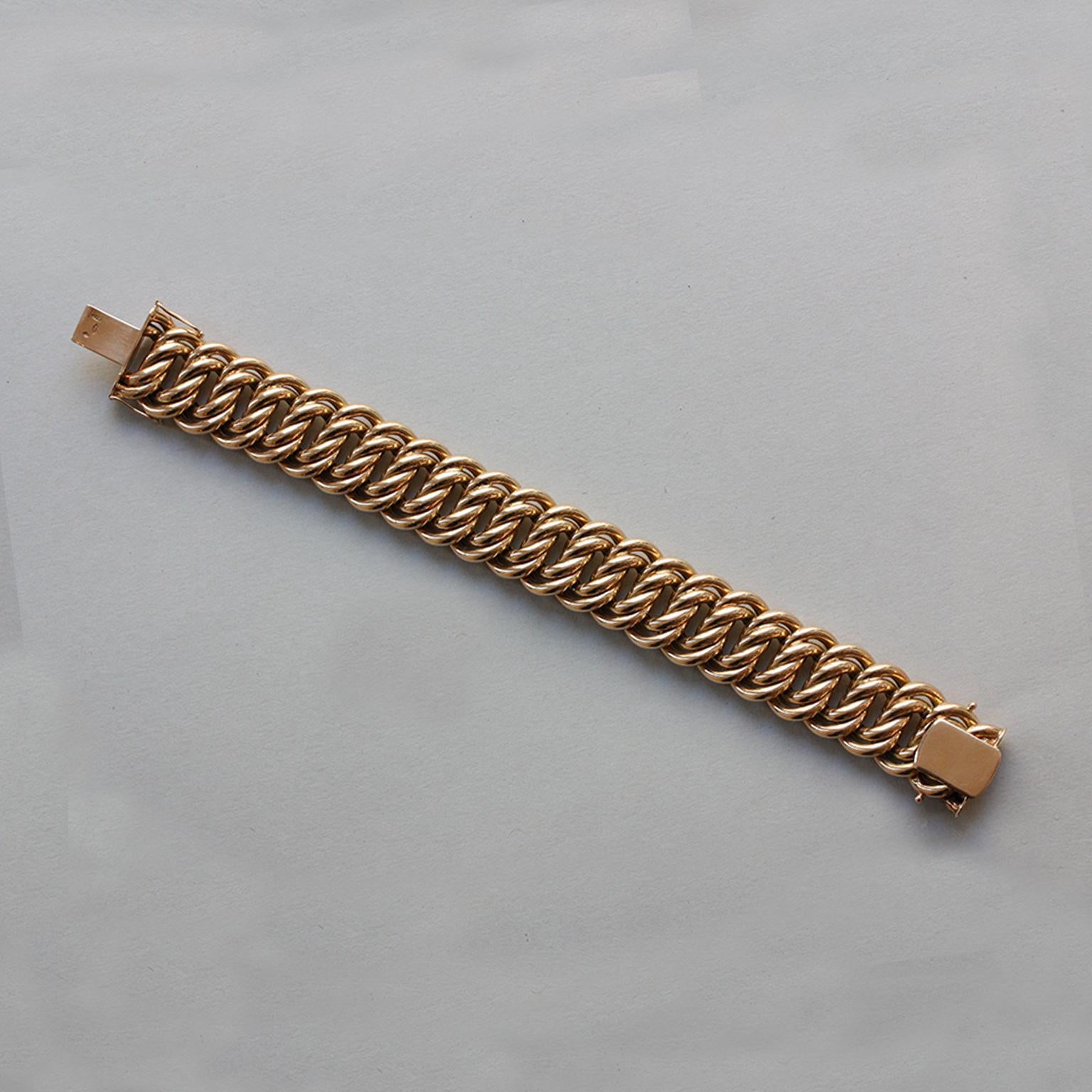 Edwardian Gold American Double Link Bracelet