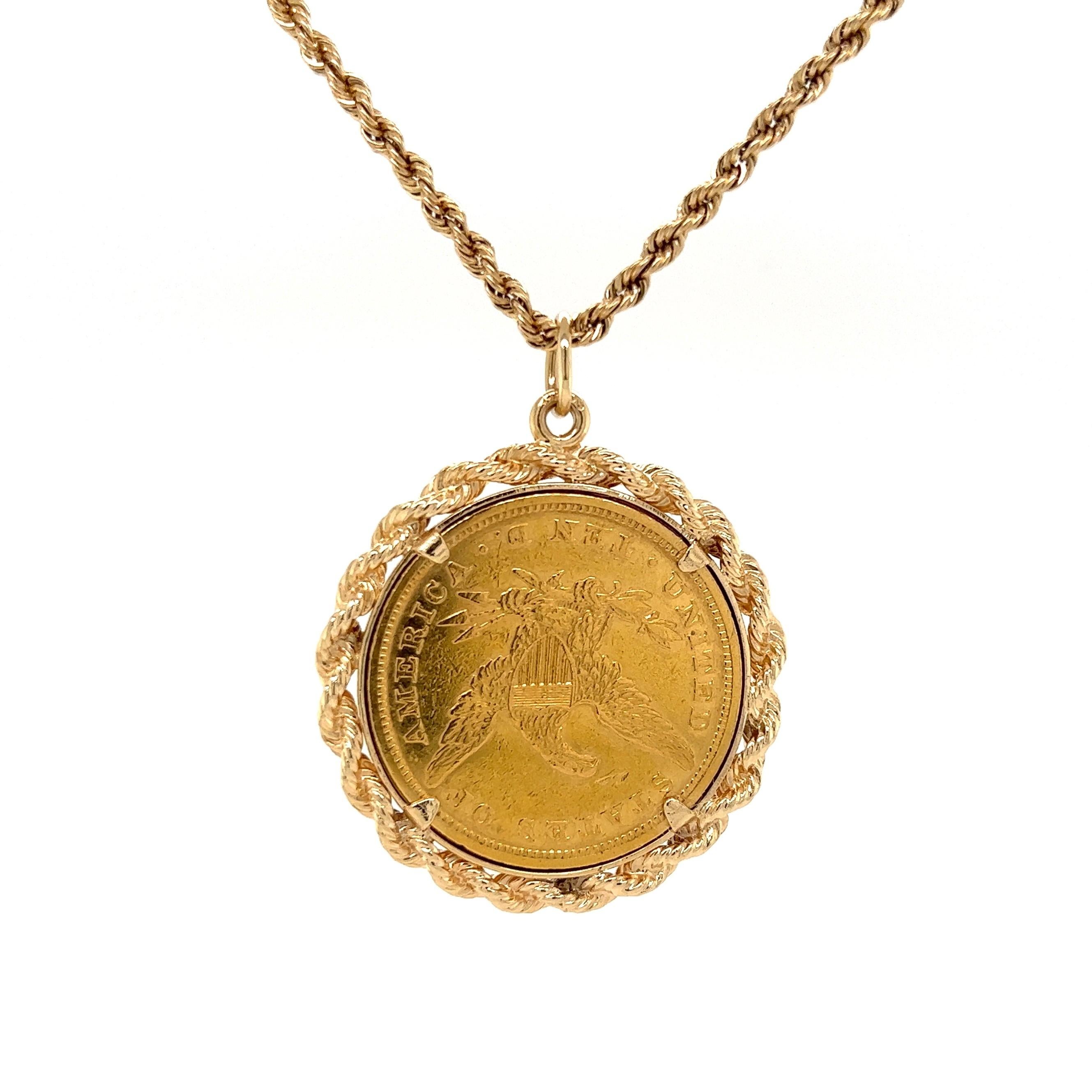 vintage gold coin pendant