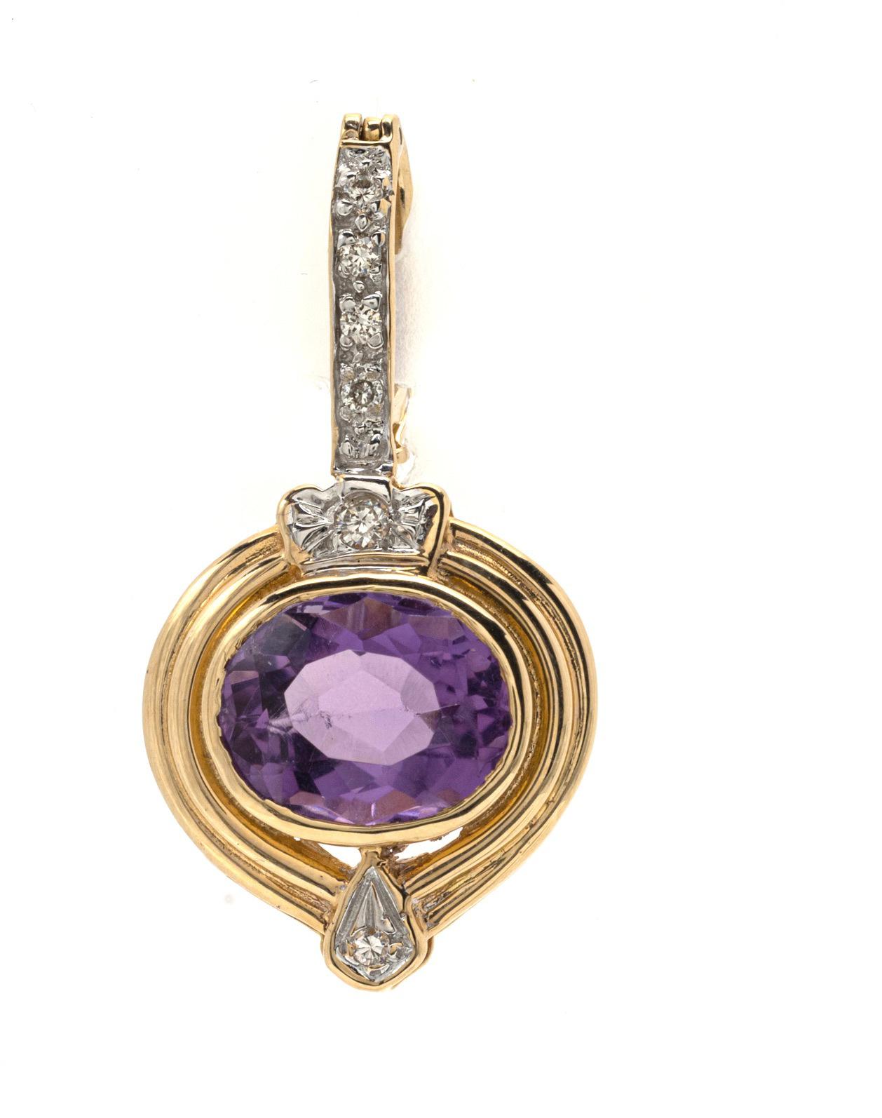 Gold-, Amethyst- und Diamant-Anhänger-Perlen-Verzierung 3