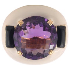 Gold Amethyst and Onyx Ring