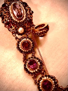 Gold, amethyst and seed pearl Austro Hungarian bracelet