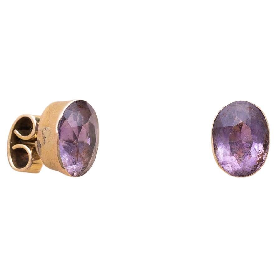 Gold Amethyst Earstuds For Sale