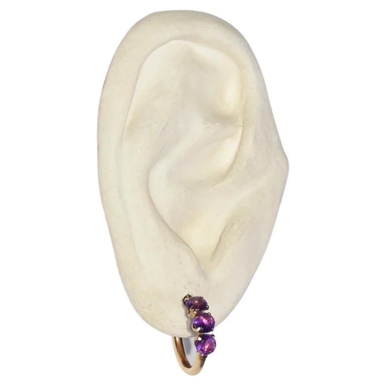 Tabby Hoop Earrings Amethyst