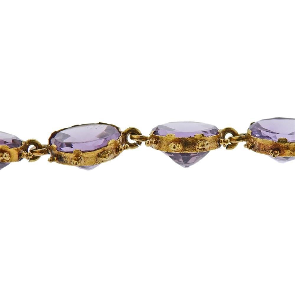 Gold Amethyst Necklace In Excellent Condition For Sale In New York, NY