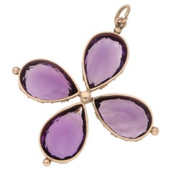 Gold Amethyst Quatrefoil Pendant