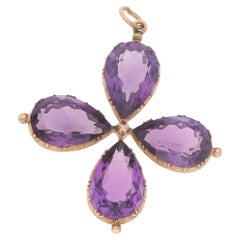 Gold Amethyst Quatrefoil Pendant