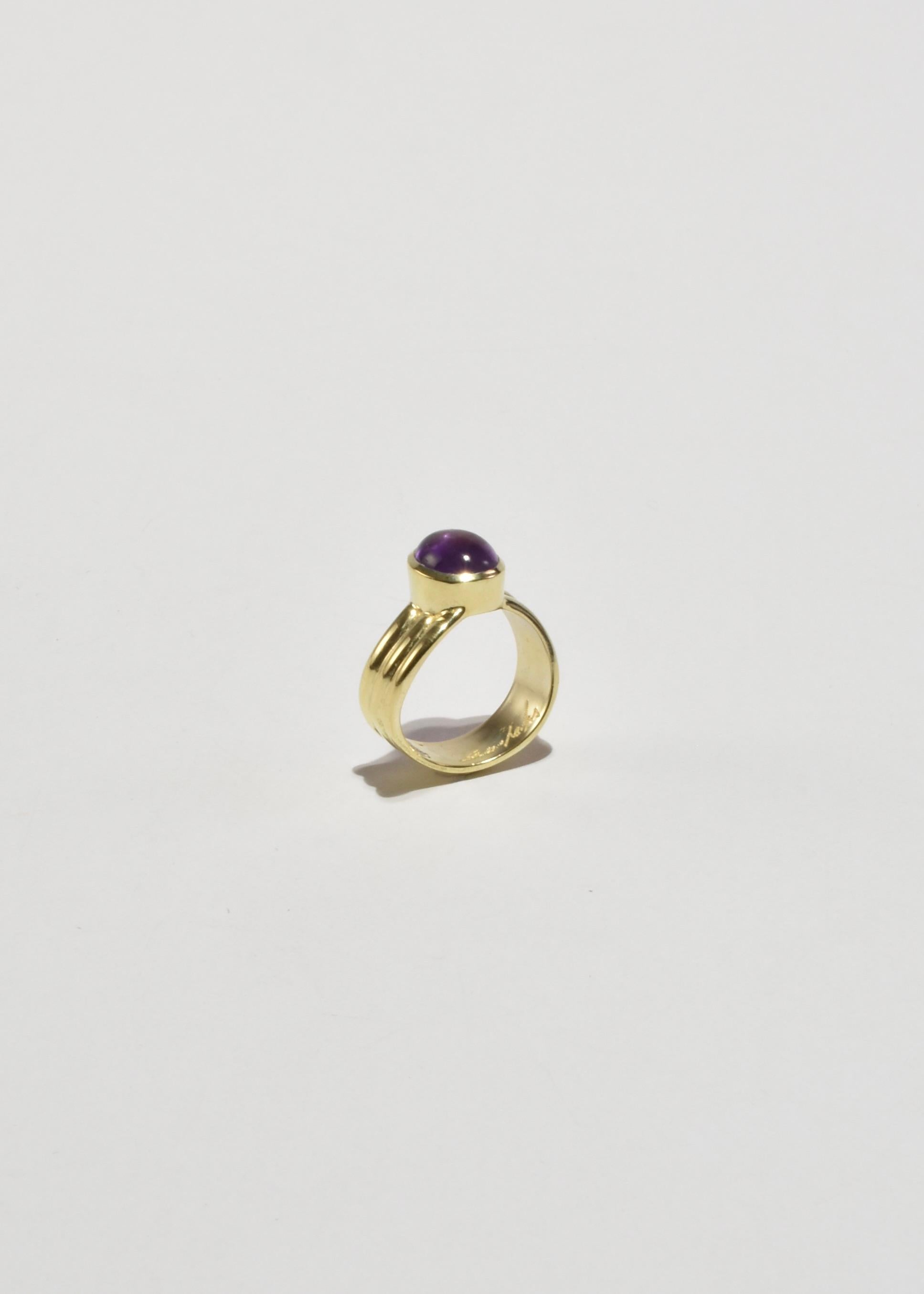 Cabochon Gold Amethyst Ring For Sale