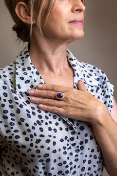 Gold, Amethyst, Ruby & Diamond Cocktail Ring